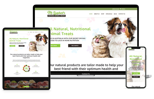 Website & ECommerce design and development for Natural Animal Treats, Castle Hill, Sydney