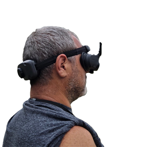 Wearing the First-Person-View Drone Goggles