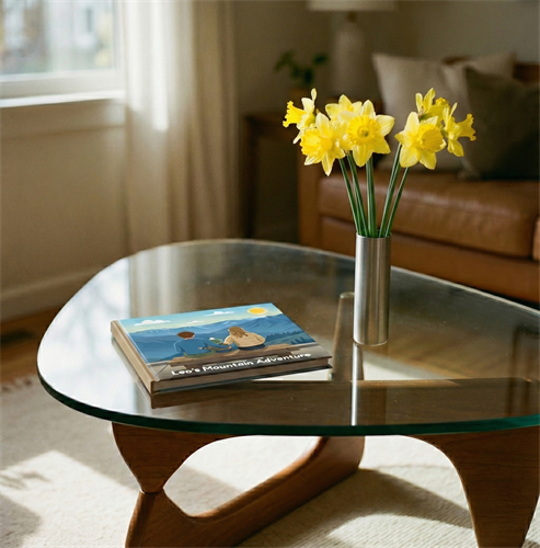 Leo Books custom book on a coffee table