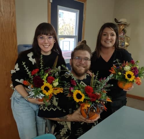 Our fall bouquet workshop.