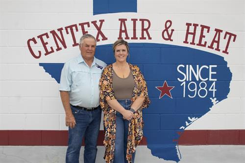Pictured are Gene (owner) and Jessica (General Manager) for Centex Air & Heat. They are the father-daughter duo that run Centex and they both have their Master's License in Air Conditioning.