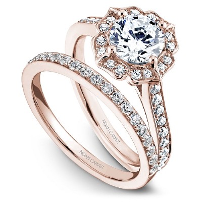 14K rose gold diamond semi mount ring 