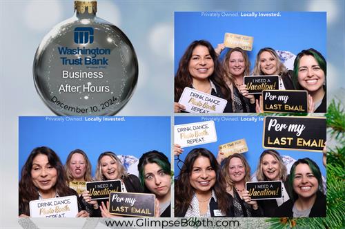 Teresa Tafoya, Escrow Officer and Kristin Paulson with their Clark County Title sister office team at the WA Trust Bank after hours event. 