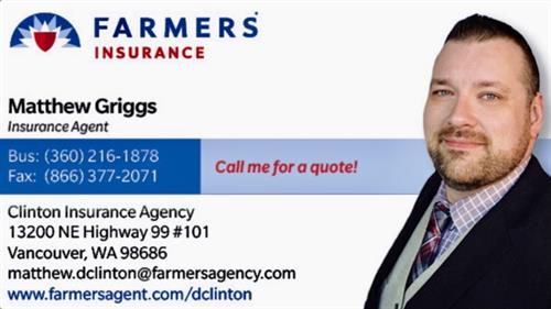 Business Card: Matthew Griggs Insurance Agent Business Card: Matthew Griggs Insurance Agent