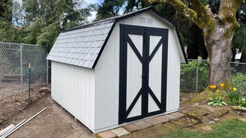 Newly built and painted shed in Vancouver, WA – adding functional storage with a clean, polished look.