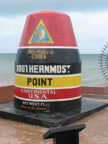 The southern most point of the continental U.S.- Key West The southern most point of the continental U.S.- Key West