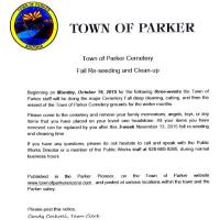 Town of Parker Reseeding Fall Cemetary Clean up