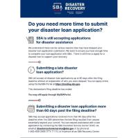 U.S. Small Business Administration (SBA) Disaster Loan reminder 