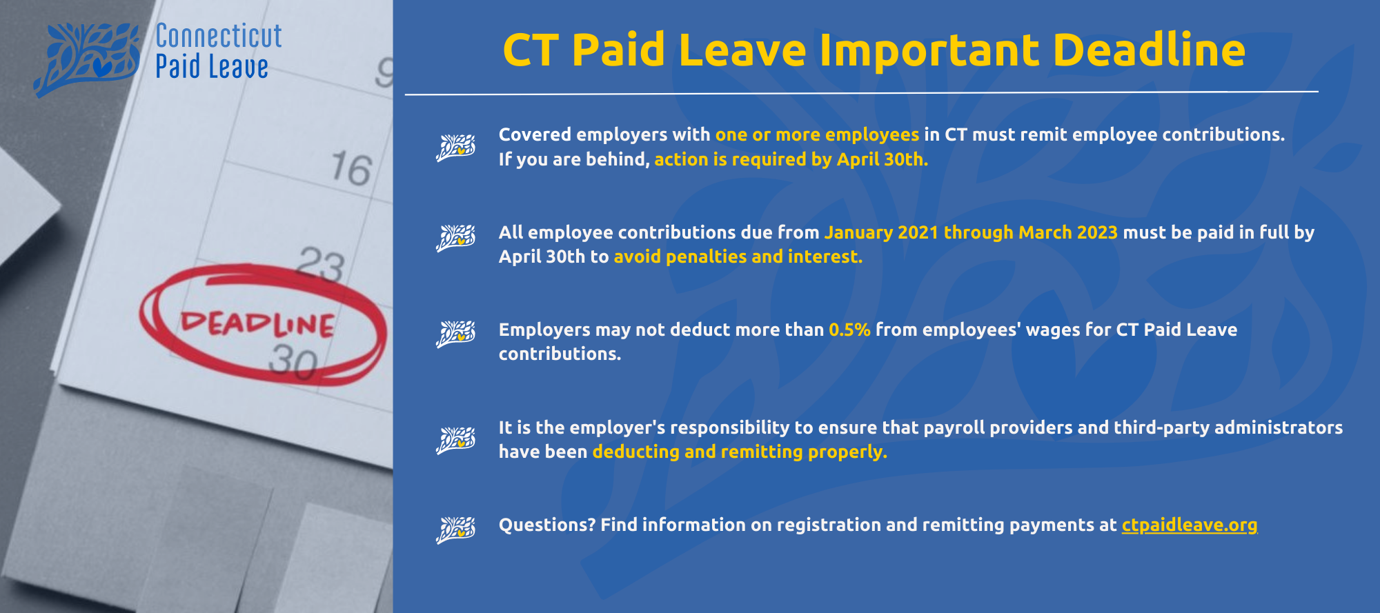 Image for CT Paid Leave Important Deadline