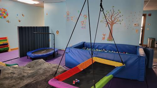 Our sensory room is a great place to work on balance, coordination, sensory processing and strength