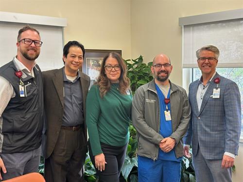 Jake Larson, VP; Dr. Nathan Kwan, CMO; Dr. Stephen Vogel; Kevin Roberts, President/CEO. Dr. Tammy Rodriguez, CNO