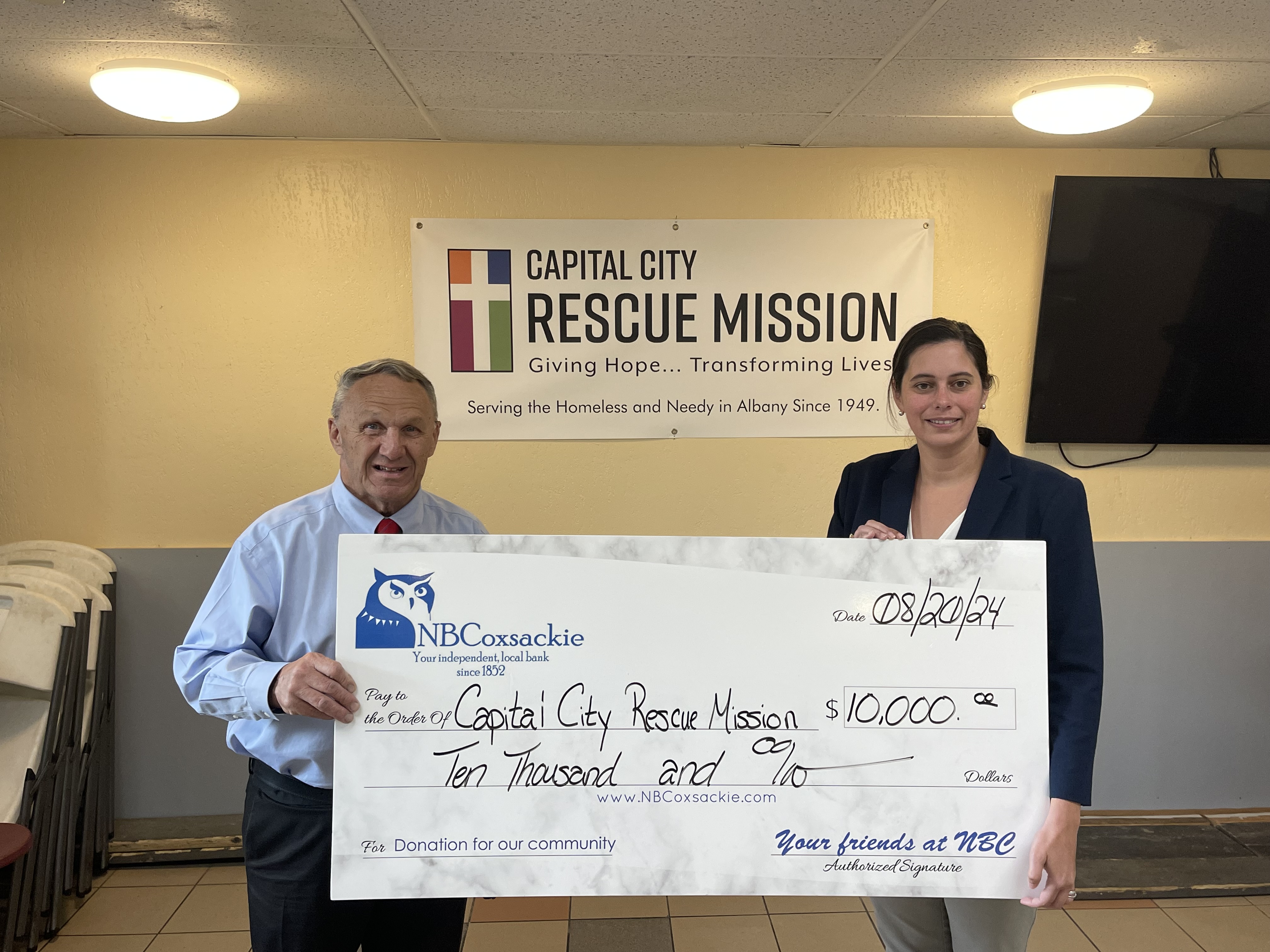 Image for National Bank of Coxsackie donates to Capital City Rescue Mission