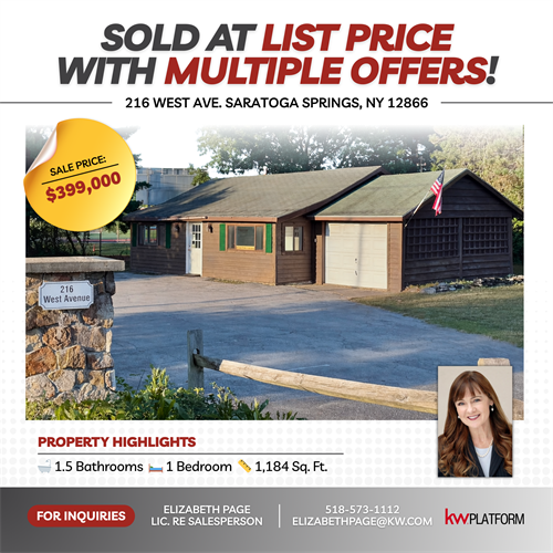 SOLD! Big move alert! for Tom Stock of Stock Studios Photography is now at 65 Clinton St, Saratoga Springs… and before anyone jumps to conclusions… no, he’s not retiring! Same talented & witty guy… just a new (slightly cooler) spot! #StockStudiosPhotography #loveourlocals #KWPlatformtakeover