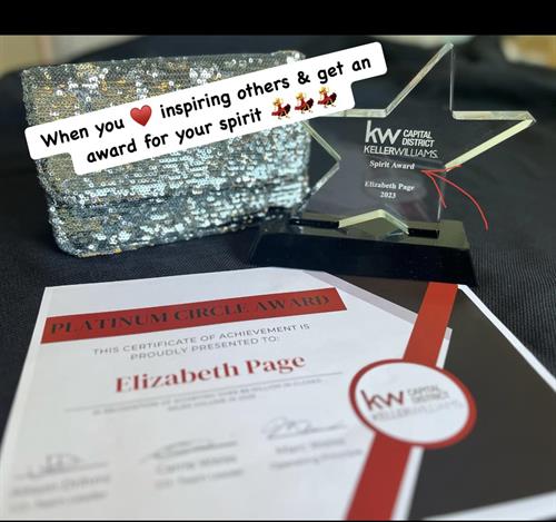 Earning a platinum award for selling over $8 million last year is great… but knowing I’m inspiring others & receiving a “Spirit Award” is a next-level-makes-my-heart-happy award!  #workfrommyheart #iloverealestate