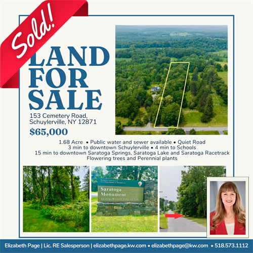 SOLD! This peaceful plot of land in Schuylerville sold in 24 days?? My dear seller is one happy lady! Huge shoutout to Alisa Pickett for your referral!