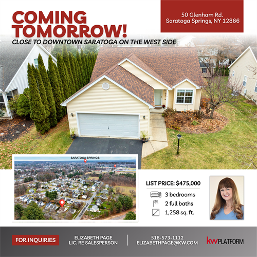 NEW LISTING…COMING TOMORROW! Saratoga Springs West Side!