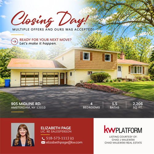 CLOSING DAY! Multiple offers, and ours was accepted! After months of searching, my Buyers found the location, space, and acreage they wanted. They saw the potential and knew this was the one. Grateful to have guided them to the closing table and helped them find a home they can make their own.