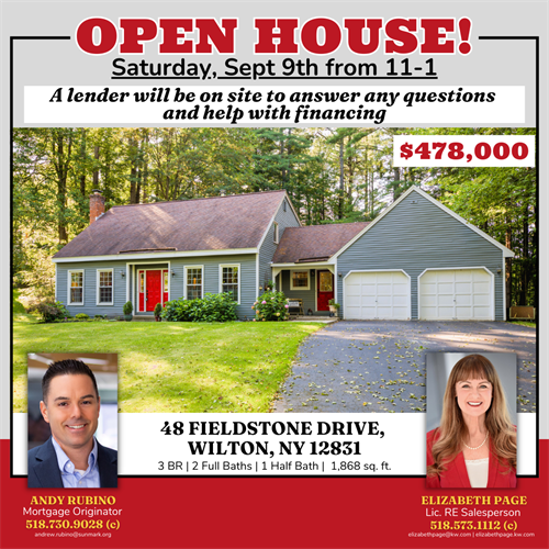 OPEN HOUSE! Sat 11- Don’t miss this charmer in The Fairways at McGregor Links Golf Course, Wilton | Get your mortgage questions answered by Andy Rubino | Hosted by Michelle Helstowski, Spencer Dawson 