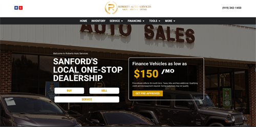 Roberts Auto Services Website Build