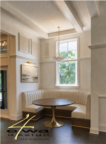 Wedding venue concept featuring custom banquette seating for elegant guest gatherings.