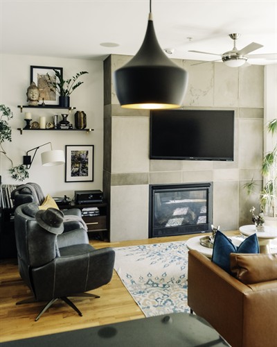 Custom living room design balancing comfort, functionality, and timeless style.
