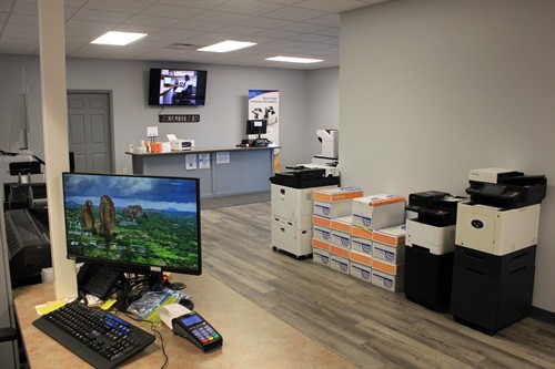 Work area at CTi Tech Plaza, home of Computer Ties, in Jackson, Michigan.