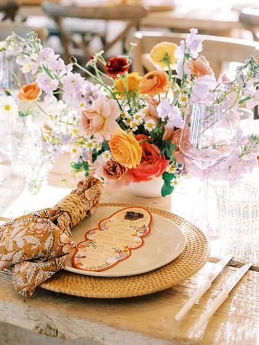 Detail oriented table scapes focused on texture and personalized touches