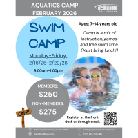 Swim Camp at THE CLUB FOR FITNESS