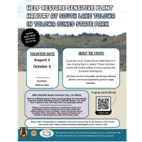 Help restore habitat for sensitive plants at South Lake Tolowa in Tolowa SP