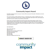 News Release: 9/23/2022 Town of Eagle 2022 Community Impact Award