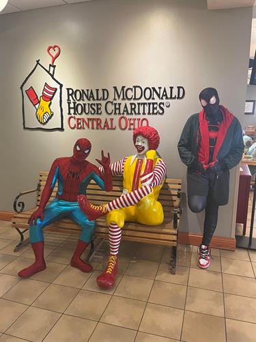 Spider friends visiting children at the Ronald McDonald House