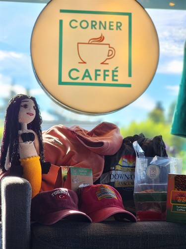 Turkish imported merchandise available, including handmade dolls, 100% Turkish cotton textiles, jewelry, baklava, Turkish delights, and more!