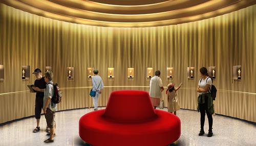Gallery of Oscar statuettes in Stories of Cinema, ©Academy Museum Foundation/Image by wHY architecture