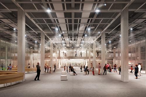 Academy Museum of Motion Pictures, Interior Rendering, Lobby ©Renzo Piano Building Workshop/©Academy Museum Foundation/Image from Cristiano Zaccaria