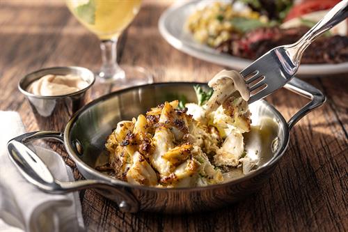 All Jumbo Lump Crab Cake: Available as an enhancement to the Full Churrasco Experience, a 4 oz jumbo lump crab cake, perfectly seasoned and complemented by a zesty lemon herb butter.