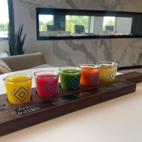 Enjoy a delicious wellness shooter flight at The Feel Better Lounge
