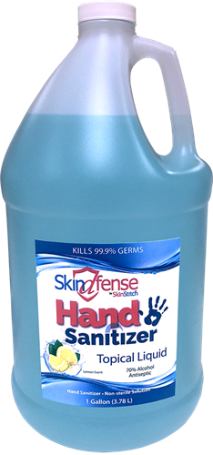 1 Gallon SkinDfense Hand Sanitizer Topical Solution. Works great with the SkinDfense Mist