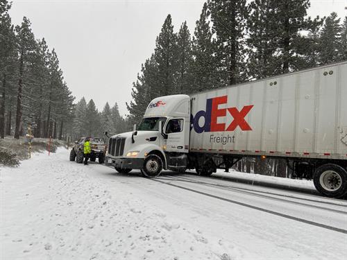 Jack-knifed semi-truck, our winter recovery of the year! 2022