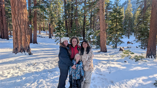 My family on a winter day in the Eastern Sierra. I live here in Mammoth and plan trips for clients near and far.