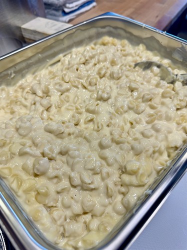 Preparing our Mac N Cheese