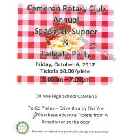 Cameron Rotary Club Annual Spaghetti Supper & Tailgate Party