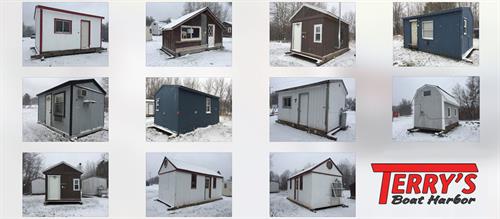We offer 32 deluxe ice fishing houses for rent, sleep from 2 to 8 people with clean bunks, table and chairs, full-size cooking stoves with ovens, rattle reels, gas lights and carpet. Some fish house rentals have bathrooms inside, others have heated Satellite facilities nearby for your convenience.