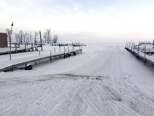 Lake Access - Plowed Roads on Mille Lacs Lake from Terry's Boat Harbor in Garrison MN