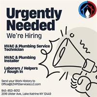 Immediately Hiring Plumbing & HVAC Technicians