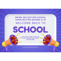 We're collecting school supplies for Grades K-12 