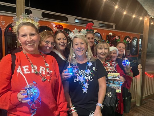 Christmas time show Tinsel Town Trolley runs nightly Dec 6-23. 