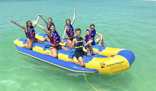 Siesta Key banana boat rides for families and friends who are ready to laugh, hold on and have fun on the water.