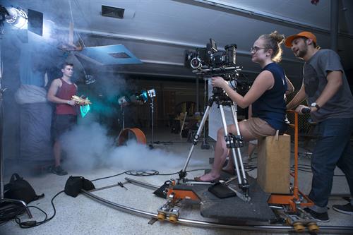 Ringling Film students work on set as part of the College’s top-ranked film program.