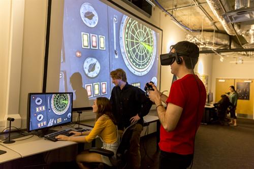 Students work in the VR lab. Ringling’s Virtual Reality Development program is the first BFA of its kind in the world.
