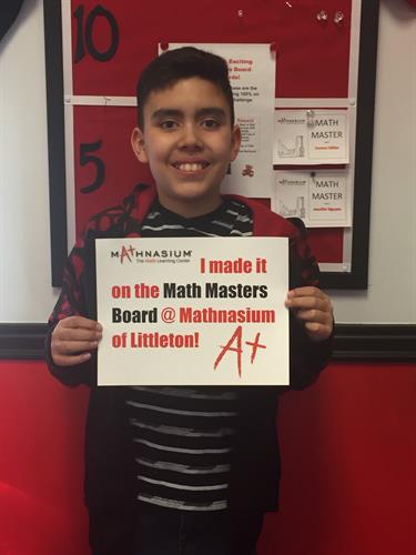 Another Mathlete - he made the Math Masters Board with more than 10 100% Mastery Checks!